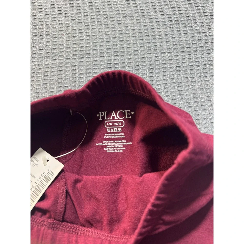 The Childrens Place Lace-Up Legging Girls L 10/12 Sugar Beet Burgundy